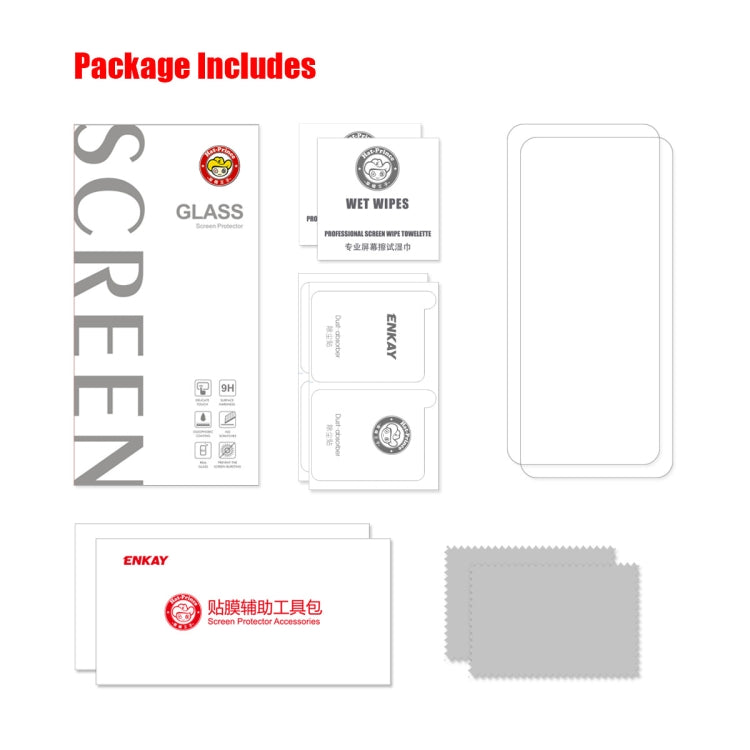 For Huawei Nova 10z 2pcs ENKAY 0.26mm 9H 2.5D High Aluminum-silicon Tempered Glass Film by ENKAY