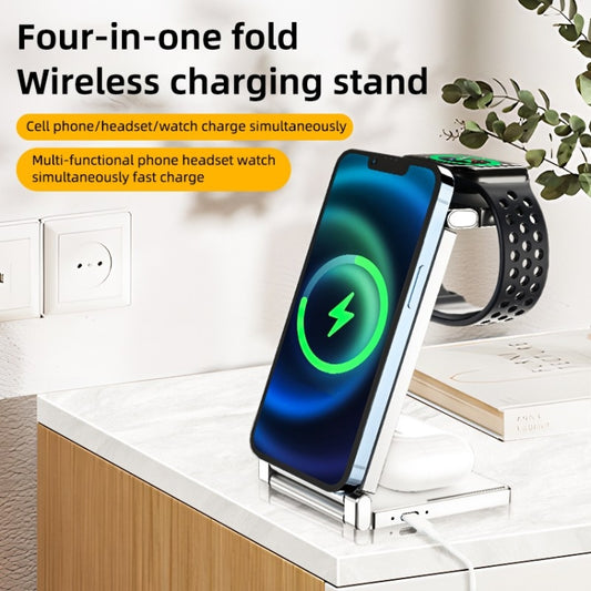 T30 Folding Wireless Charging Stand for Cell Phone Watch Headset 4 in 1 Charger by buy2fix