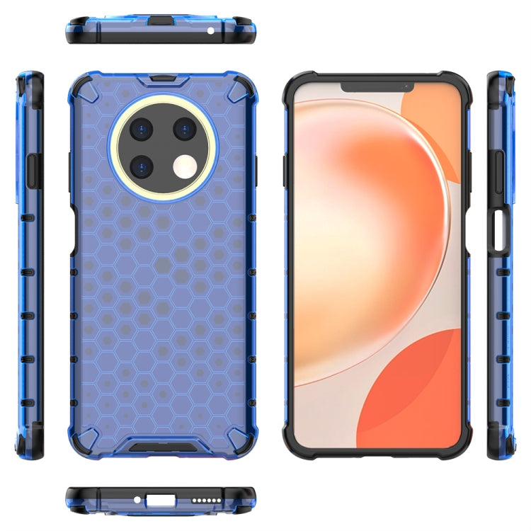 For Huawei Y91 Shockproof Honeycomb Phone Case(Blue) by buy2fix