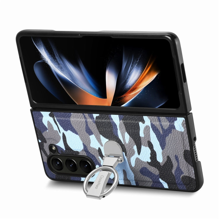 For Samsung Galaxy Z Fold5 5G Camouflage Ring Holder PC Phone Case(Blue) by buy2fix