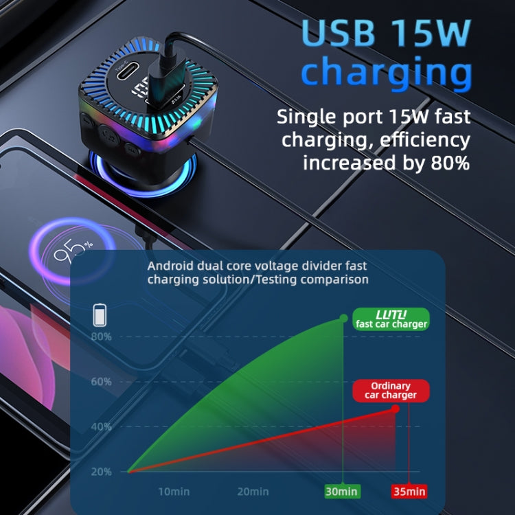 CS11 Multi-Port Rear Seat Extended Car Fast Charger Support Bluetooth MP3 Play by buy2fix