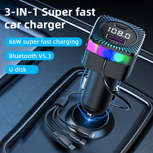 CS5 Car 3 in 1 Bluetooth 5.3 MP3 Player FM Transmitter Charger with Cable by buy2fix