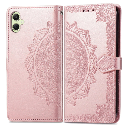 For Samsung Galaxy A05 Mandala Flower Embossed Leather Phone Case(Rose Gold) by buy2fix