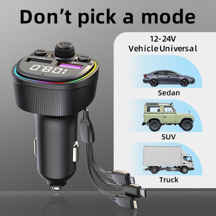 CS1 MP3 Player Bluetooth FM Transmitter 66W 3-In-1 Car Fast Charger by buy2fix