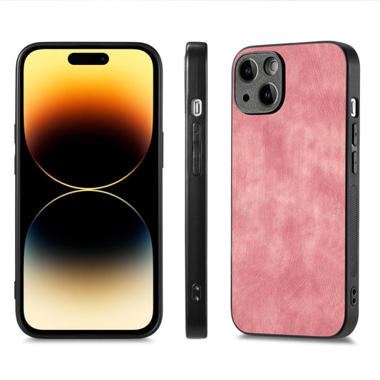 For iPhone 15 Plus ENKAY Retro Leather Skin PC Phone Case with High Aluminum-silicon Glass Film(Pink) by ENKAY