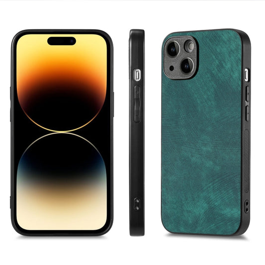 For iPhone 15 ENKAY Retro Leather Skin PC Phone Case with High Aluminum-silicon Glass Film(Green) by ENKAY