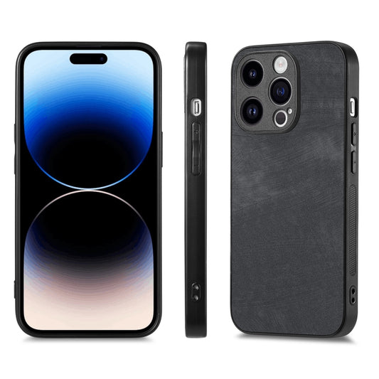 For iPhone 14 Pro Max ENKAY Retro Leather Skin PC Phone Case with High Aluminum-silicon Glass Film(Black) by ENKAY