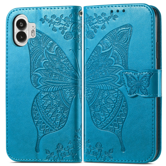For Nothing Phone 2 Butterfly Love Flower Embossed Leather Phone Case(Bule) by buy2fix