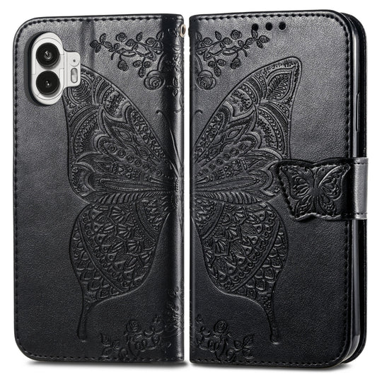 For Nothing Phone 2 Butterfly Love Flower Embossed Leather Phone Case(Black) by buy2fix