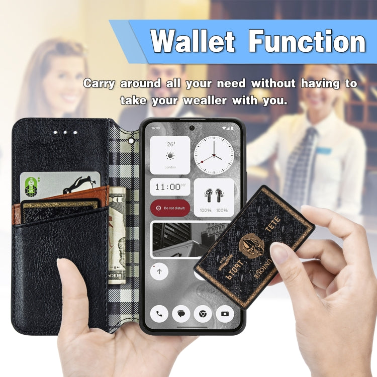 For Nothing Phone 2 Cubic Grid Pressed Magnetic Leather Phone Case(Blue) by buy2fix