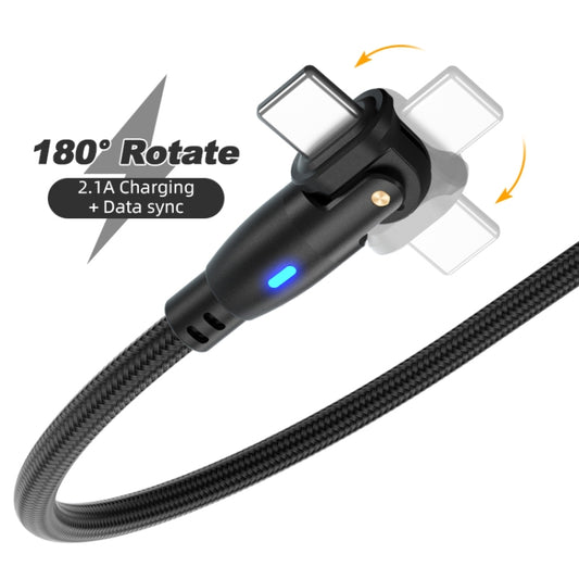 ENKAY 180 Degrees Rotating USB to 8 Pin Charging Data Cable with LED Light, Length:2m(Black) by ENKAY