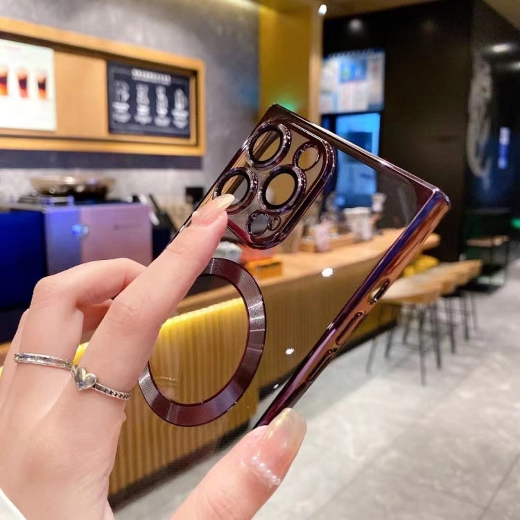 For iPhone 14 Plus Square Magsafe Electroplating TPU Phone Case(Purple) by buy2fix