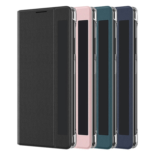 For Honor Magic V2 Attraction Flip Holder Leather Phone Case(Blue) by buy2fix