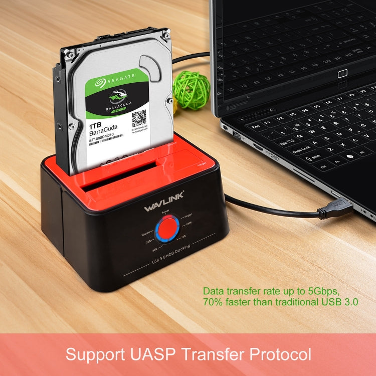 Wavlink ST334U SSD Dual Bay External Hard Drive Docking Station USB 3.0 to SATA I/II/III(US Plug) by WAVLINK