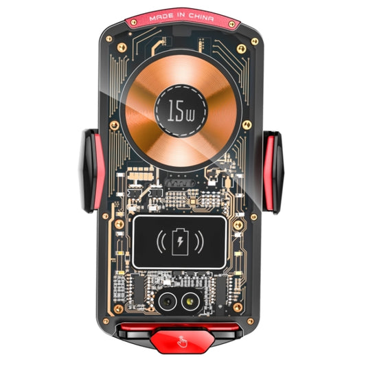 A6 Car Automatic Clamping Phone Holder 15W Magnetic Wireless Charger(Red) by buy2fix