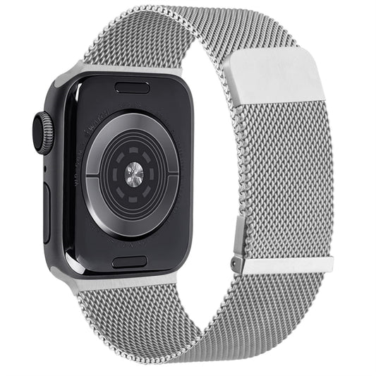 For Apple Watch 38mm Milan Double Magnetic Steel Mesh Watch Band(Silver) by buy2fix