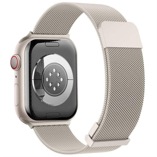 For Apple Watch 38mm Milan Double Magnetic Steel Mesh Watch Band(Starlight Color) by buy2fix