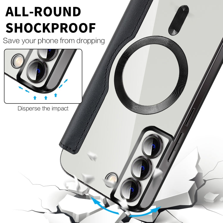 For Samsung Galaxy S23 Ultra 5G Shield MagSafe RFID Anti-theft Rhombus Leather Phone Case(Black) by buy2fix