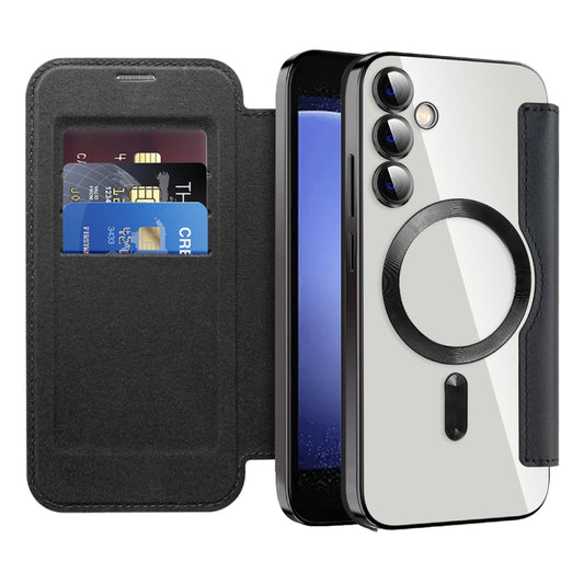 For Samsung Galaxy S23 FE 5G Shield MagSafe RFID Anti-theft Rhombus Leather Phone Case(Black) by buy2fix