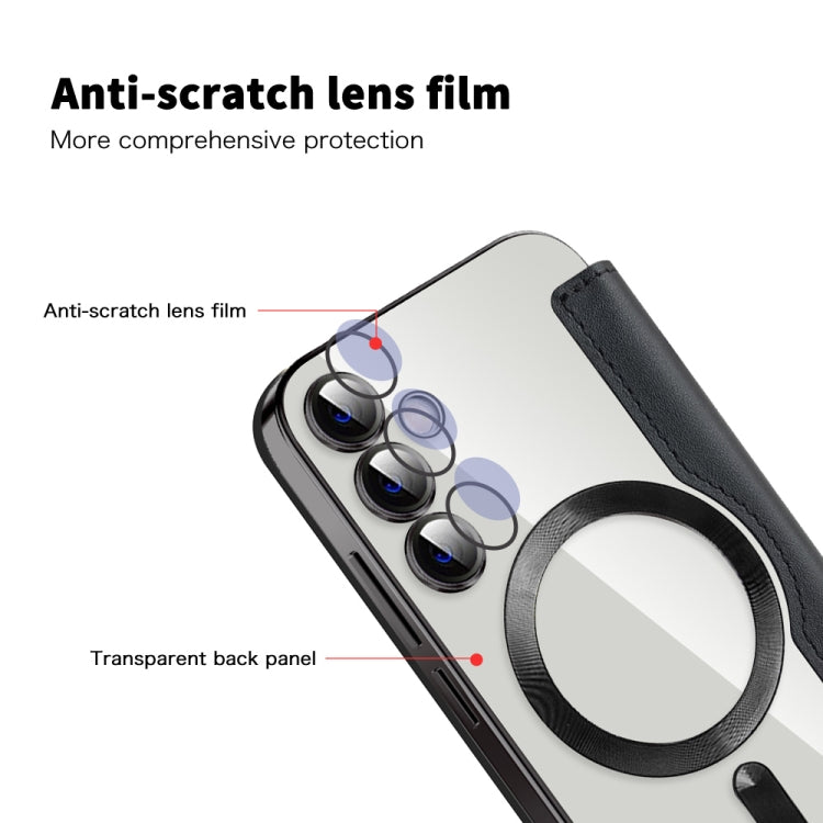 For Samsung Galaxy S23 FE 5G Shield MagSafe RFID Anti-theft Rhombus Leather Phone Case(Black) by buy2fix