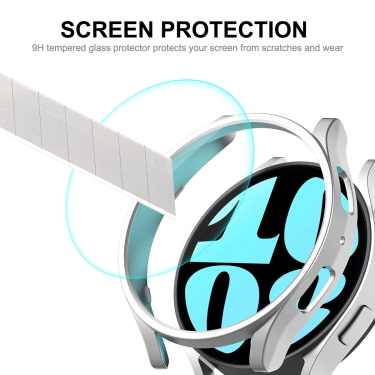 For Samsung Galaxy Watch6 40mm ENKAY Hat-Prince Electroplated Hard PC Case + 0.2mm 9H Glass Screen Protector(Silver) by ENKAY