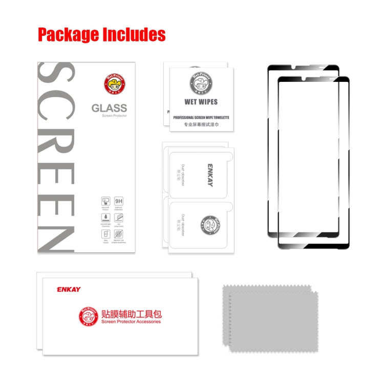 For Sony Xperia 10 V 2pcs ENKAY Full Glue High Aluminum-silicon Tempered Glass Film by ENKAY