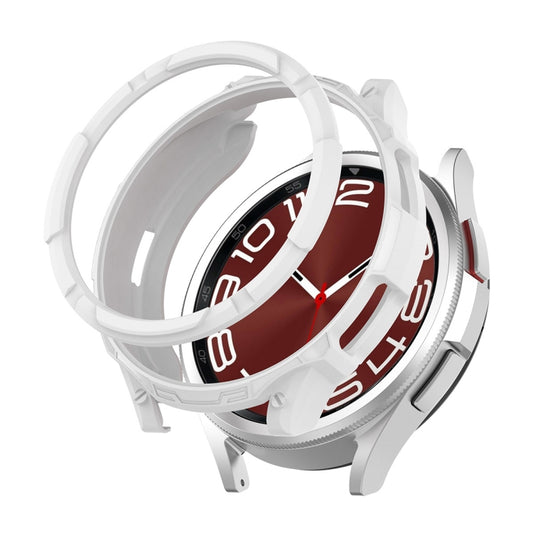 For Samsung Galaxy Watch6 Classic 47mm ENKAY Hat-Prince 2 in 1 TPU Armor Watch Case + 0.2mm 9H Tempered Glass Screen Protector(White) by ENKAY