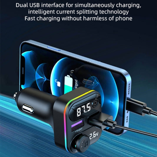 C37 Car QC3.0 20W Fast Charger LED Backlit Atmosphere Light MP3 Player Bluetooth FM Transmitter by buy2fix