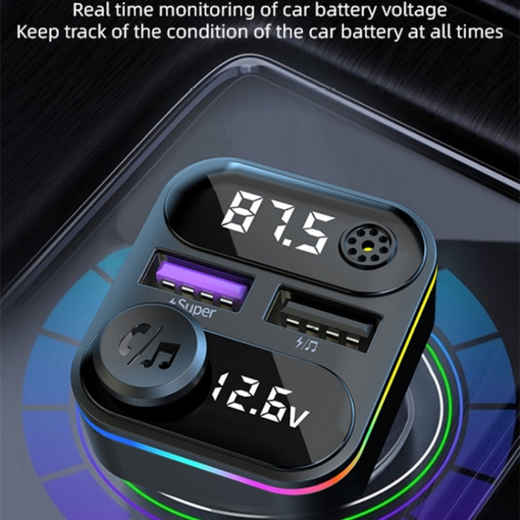 C37 Car QC3.0 20W Fast Charger LED Backlit Atmosphere Light MP3 Player Bluetooth FM Transmitter by buy2fix
