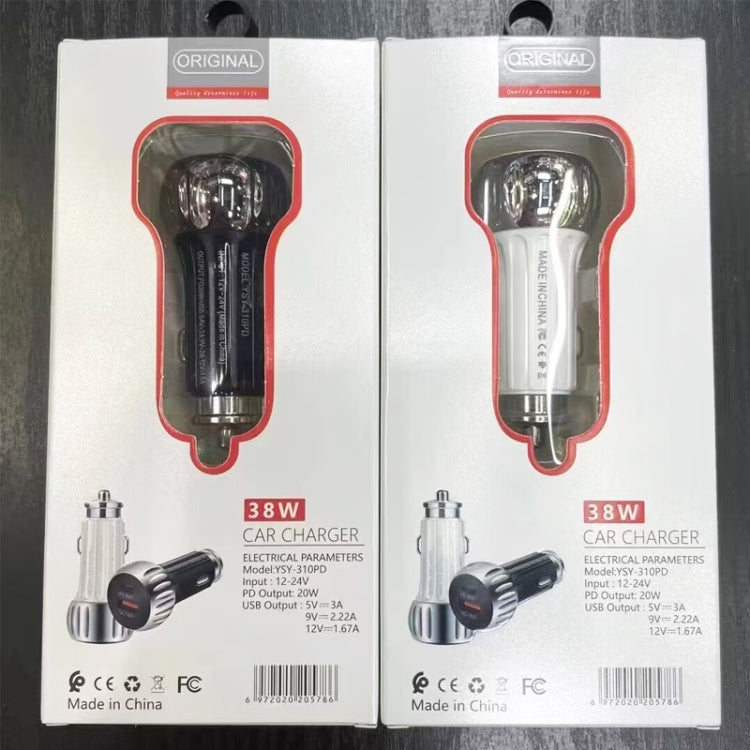 YSY-310PD 38W PD20W USB-C + QC3.0 18W USB Dual Port Fast Car Charger(Black) by buy2fix