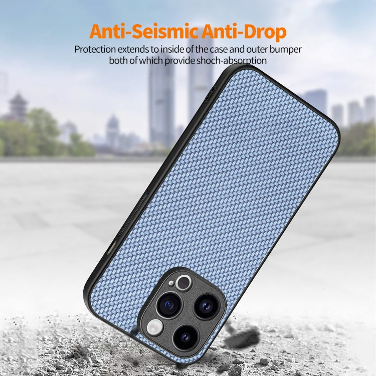 For iPhone 15 Pro Max ENKAY Fiber Leather Skin PC Phone Case with High Aluminum-silicon Glass Film(Blue) by ENKAY