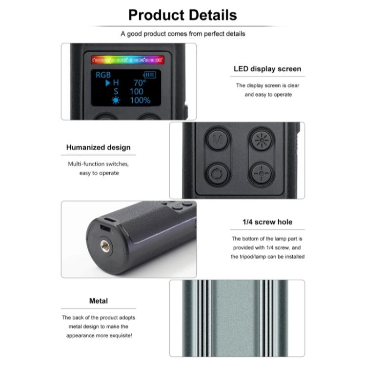 VLOGLITE W150RGB-II With LCD Display RGB Video Light Handheld Light Stick LED Video Light by VLOGLITE