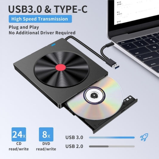 052 USB + Type-C DVD Burner Readable SD / TF Card DVD-RW Recorder PC External Optical Drive by buy2fix
