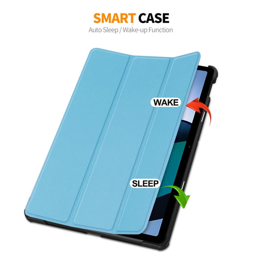 For Redmi Pad SE 11.0 ENKAY Tri-fold Custer Texture Leather Smart Tablet Case(Dark Blue) by ENKAY
