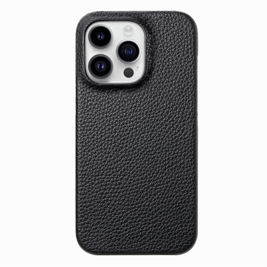 For iPhone 15 Pro Max Litchi Oil Edge Leather Back Phone Case(Black) by buy2fix