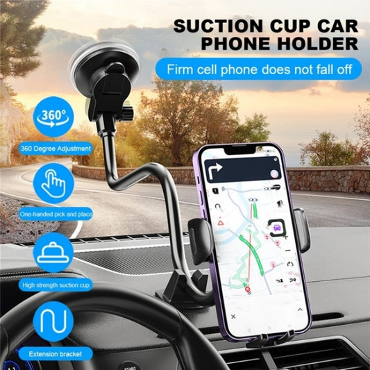 X034 Universal Truck Bus Dashboard Flexible Adjustable Windshield Suction Cup Car Phone Holder(Black) by buy2fix