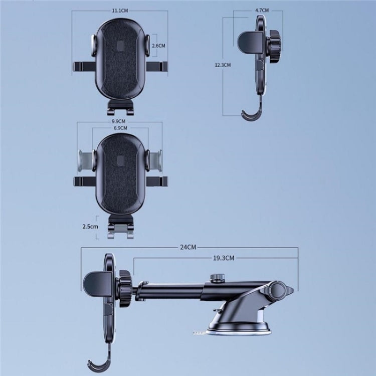 D48+105+K5 Brushed Pattern Car Dashboard Windshield Telescopic Suction Cup Air Vents Phone Mount by buy2fix