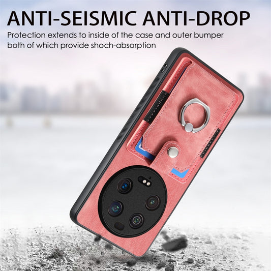 For Xiaomi 13 Ultra Retro Skin-feel Ring Card Wallet Phone Case(Pink) by buy2fix