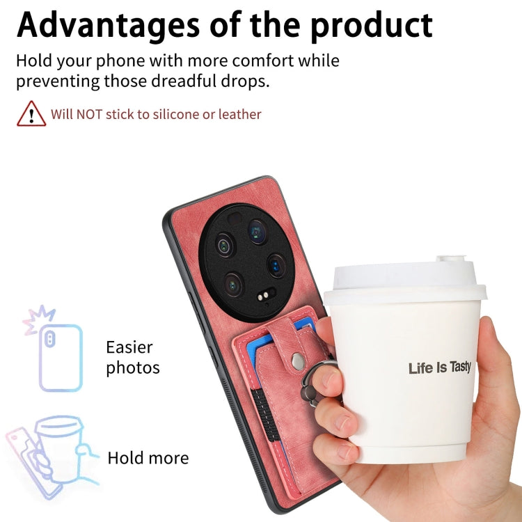 For Xiaomi 13 Ultra Retro Skin-feel Ring Card Wallet Phone Case(Pink) by buy2fix