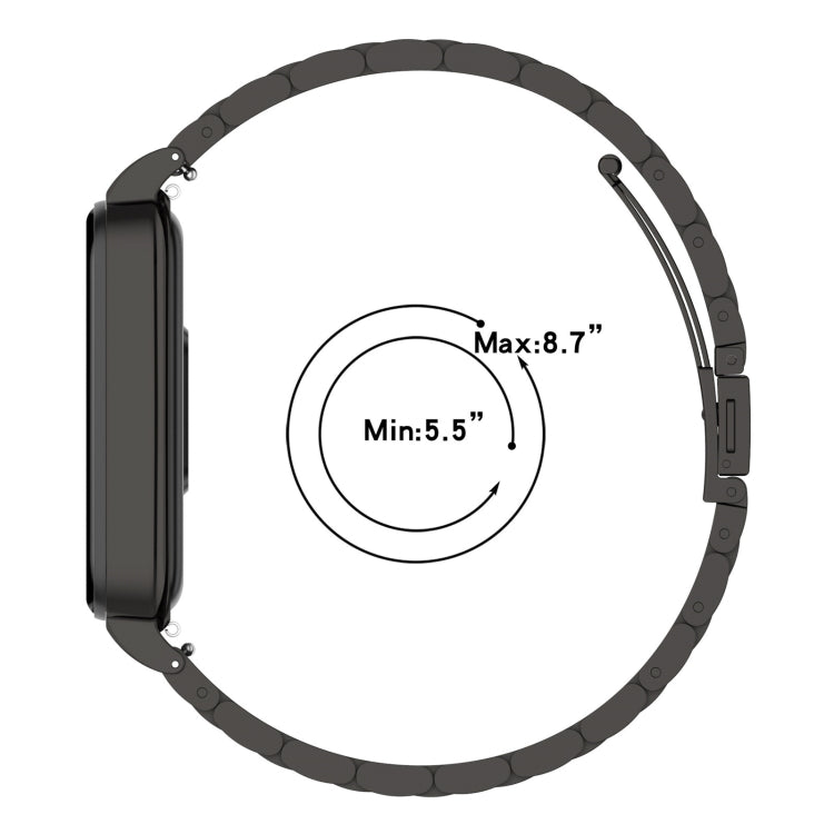 For Xiaomi Smart Band 8 Active Three Bead Stainless Steel Watch Band + Watch Metal Frame(Silver) by buy2fix