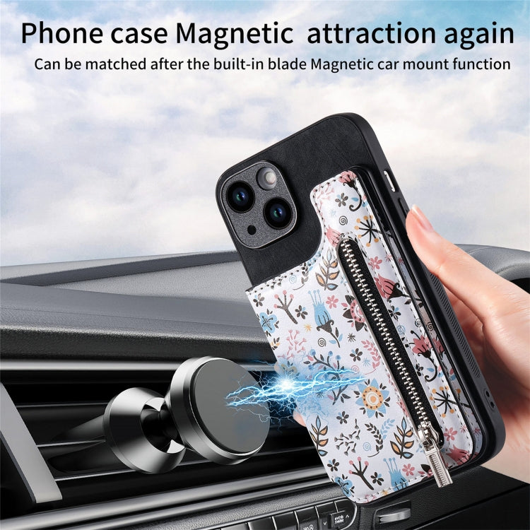 For iPhone 15 Pro Max Retro Painted Zipper Wallet Back Phone Case(Black) by buy2fix
