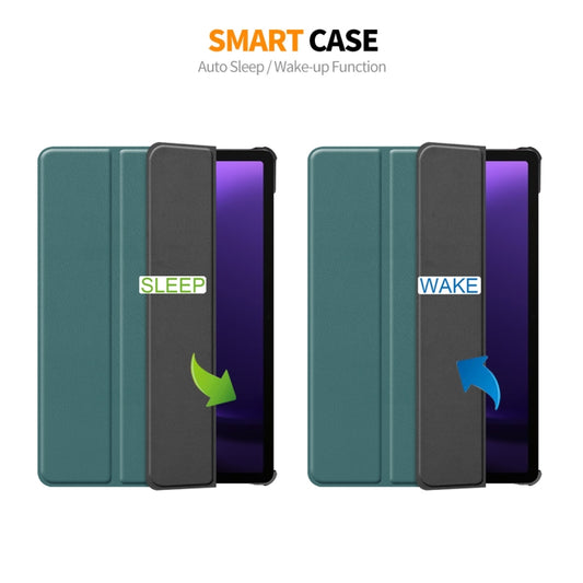 For Samsung Galaxy Tab S9 FE ENKAY Tri-fold Custer Texture Leather Smart Tablet Case(Dark Blue) by ENKAY