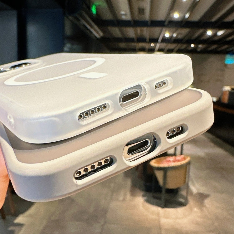 For iPhone 14 Plus Transparent TPU Hybrid PC Magsafe Phone Case(White) by buy2fix