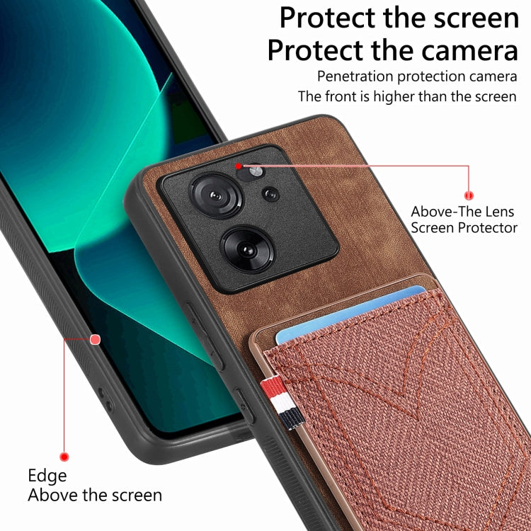 For Xiaomi 13T / 13T Pro Denim Texture Leather Skin Phone Case with Card Slot(Brown) by buy2fix