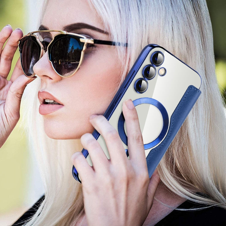 For Samsung Galaxy S23 FE 5G Shield MagSafe RFID Anti-theft Leather Phone Case(Dark Blue) by buy2fix