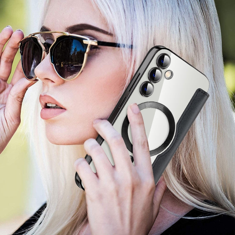 For Samsung Galaxy S23 FE 5G Shield MagSafe RFID Anti-theft Leather Phone Case(Black) by buy2fix