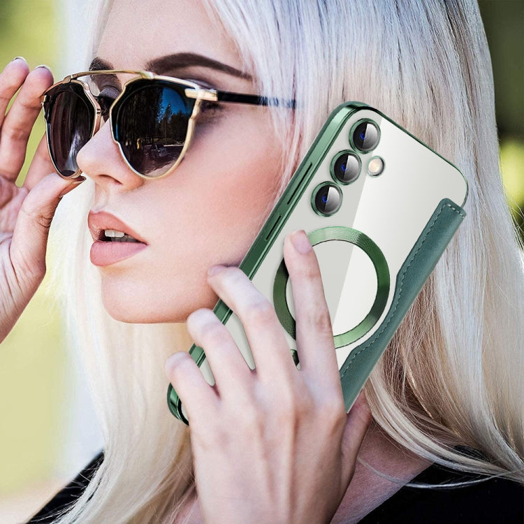 For Samsung Galaxy S23 FE 5G Shield MagSafe RFID Anti-theft Leather Phone Case(Green) by buy2fix