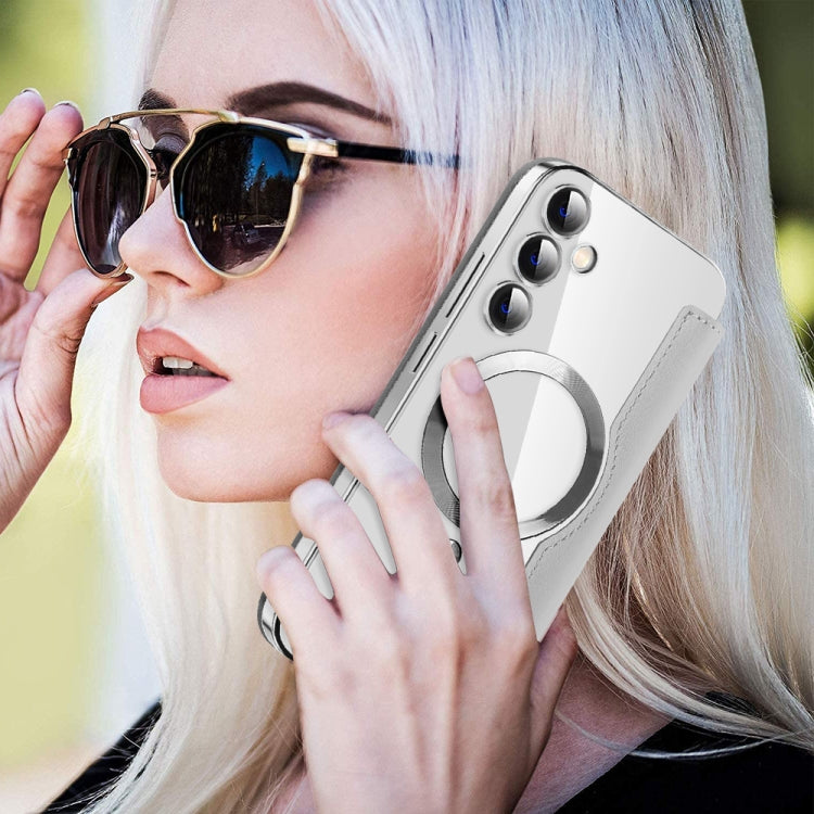 For Samsung Galaxy S23 FE 5G Shield MagSafe RFID Anti-theft Leather Phone Case(Grey) by buy2fix