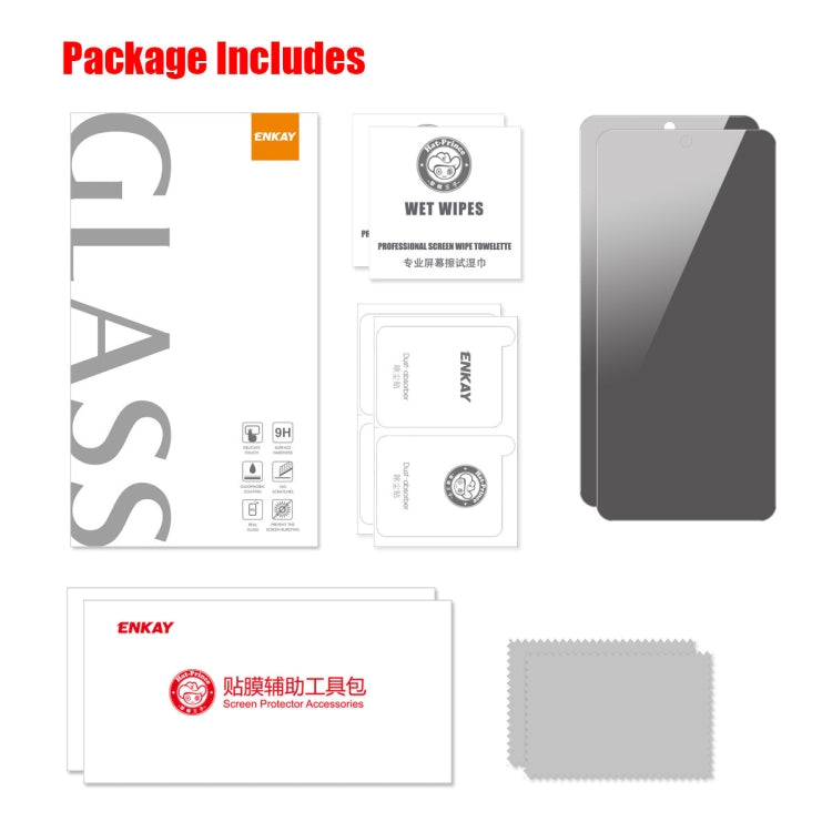 For Xiaomi Redmi 12 4G / 5G 2pcs ENKAY Hat-Prince 28 Degree Anti-peeping Privacy Tempered Glass Film by ENKAY
