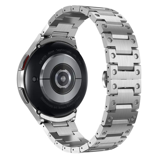 For Samsung Galaxy Watch 4 Classic 42 / 46mm Dual Circle Curved Connection Stainless Steel Watch Band(Silver) by buy2fix